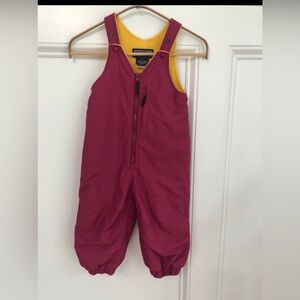 Lands' End Kids Overall snow pants in Pink and Yellow